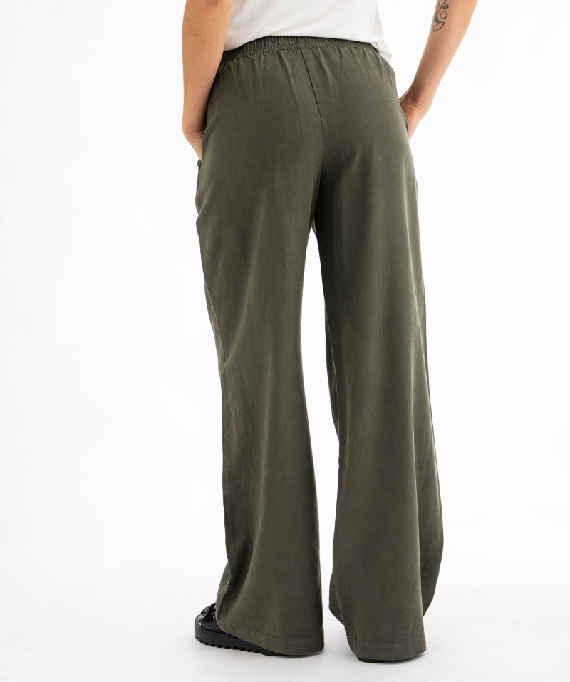 Pantalon large en maille fluide avec ceinture élastique femme noir