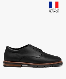 GEMO Derbies homme unis dessus cuir - Tanéo Noir