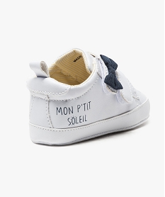chaussures de naissance fermeture scratch avec noeud contrastant blanc1206801_4