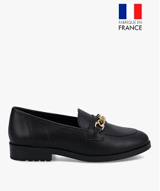 mocassins femme dessus cuir uni avec chainette - taneo noir1282501_1