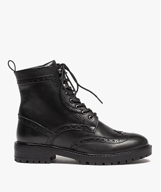 GEMO Boots femme dessus en cuir uni à bout fleuri noir standard