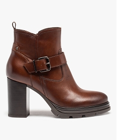 boots femme unies a talon carre et semelle crantee - taneo brun bottines et boots1337501_1