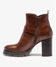 boots femme unies a talon carre et semelle crantee - taneo brun bottines et boots1337501_3