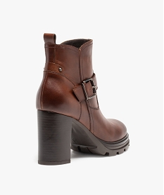 boots femme unies a talon carre et semelle crantee - taneo brun bottines et boots1337501_4