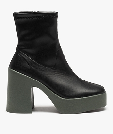 GEMO Boots femme sur semelle plateforme et large talon noir standard