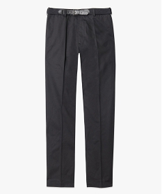 pantalon uni avec ceinture taille ajustable noir pantalons de costume1622101_4