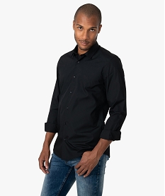 GEMO Chemise homme coupe droite unie - Repassage facile noir standard