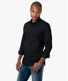 GEMO Chemise homme coupe droite unie - Repassage facile Noir