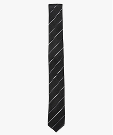 GEMO Cravate fine noire à rayures bicolores Noir