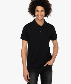 GEMO Polo homme à manches courtes en coton piqué Noir