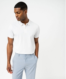 GEMO Polo manches courtes en maille piquée uni homme blanc standard
