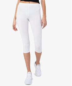 GEMO Legging court en coton stretch femme blanc standard