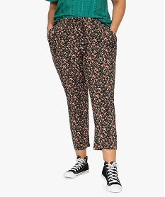 GEMO Pantalon femme grande taille large et fluide imprimé à taille élastiquée Imprimé