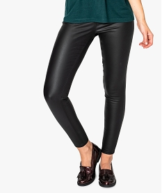 GEMO Jegging 3 poches uni enduit Noir