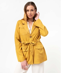 GEMO Veste femme coupe saharienne en Lyocell Jaune