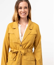 veste femme coupe saharienne en lyocell jaune1780301_2