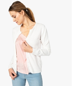 GEMO Gilet femme col rond toucher ultra doux Beige