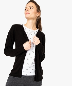 GEMO Gilet femme col rond toucher ultra doux noir standard