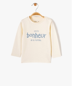 tee-shirt a manches longues et message humoristique bebe garcon beige1973101_1