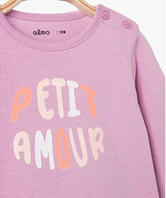 tee-shirt a manches longues a message bebe fille violet2008201_2