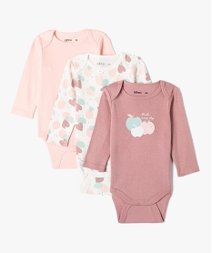 bodies bebe imprimes a manches longues (lot de 3) multicolore2033801_1