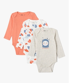 GEMO Bodies bébé imprimés à manches longues (lot de 3) Multicolore