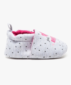chaussures de naissance avec motifs pois et coeur gris2121001_1