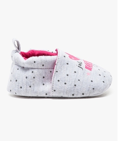 GEMO Chaussures de naissance avec motifs pois et coeur Gris