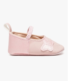 GEMO Chaussures de naissance avec motif papillon et bride élastiquée Rose