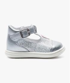 GEMO Ballerines cuir irisée à boucle Gris