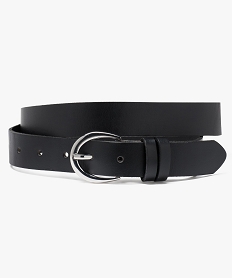 GEMO Ceinture femme en cuir avec boucle arrondie Noir