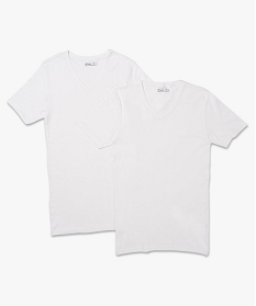 PANTALON BEIGE TEE-SHIRT V BLANC / BLANC