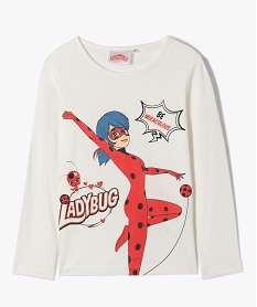 GEMO Tee-shirt fille à manches longues imprimé - Miraculous blanc standard