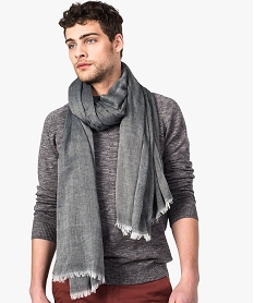 GEMO Foulard façon chèche à petites franges Gris