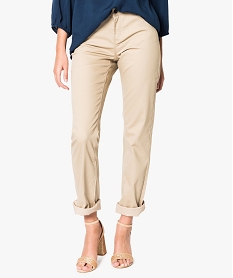 GEMO Pantalon uni regular en stretch Brun