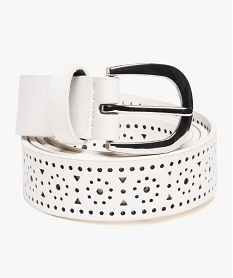 GEMO Ceinture femme à motifs ajourés Blanc