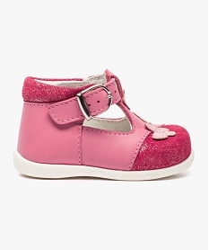 chaussures premiers pas en cuir a details brillants rose chaussures de parc2977301_1