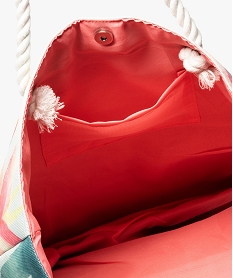 sac de plage femme imprime avec natte en paille integree multicolore3155501_3