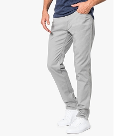 GEMO Pantalon homme 5 poches coupe regular en toile unie Gris