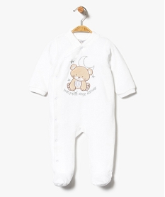 GEMO Pyjama en velours avec patch ours brodé dargent Blanc