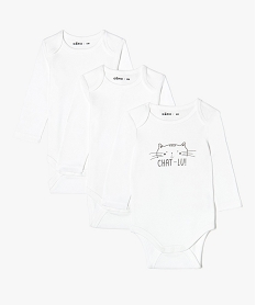 GEMO Bodies bébé à manches longues et col américain (lot de 3) Blanc