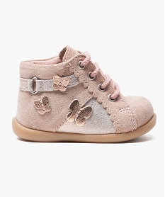 GEMO Chaussures premiers pas en cuir motif papillons Rose