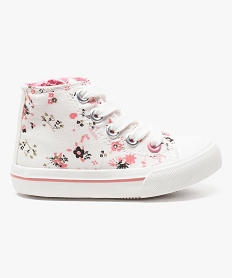 GEMO Baskets montantes fille en toile imprimée à fleurs Blanc