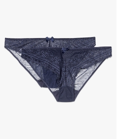 GEMO Lot de 2 culottes dentelle bleu standard