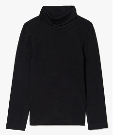 GEMO Tee-shirt garçon col roulé uni à manches longues en coton bio Noir