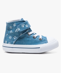 GEMO Baskets montantes bébé garçon en toile denim et scratch Bleu