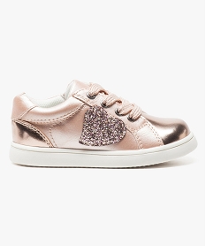 GEMO Baskets basses multi-matières coloris irisé Rose