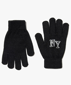 GEMO Gants avec inscription NY Noir