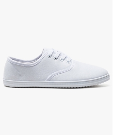 GEMO Baskets femme en toile à semelle fine et fermeture lacets blanc chine