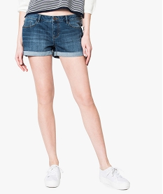 GEMO Short en jean à revers Gris